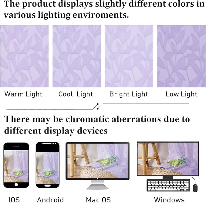 Lecloud Leia Light Purple Sheer Kitchen Curtains 24 Inch Length 2 Panels, Jacquard Textured Leaf Voile Short Curtains with Dual Rod Pocket, Farmhouse Bedroom Living Room Tiers, 38 W x 24 L