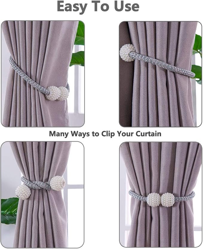 Melaluxe 4 Pack Magnetic Curtain Tiebacks, Decorative Curtain Holdbacks for Window Décor (Teal)