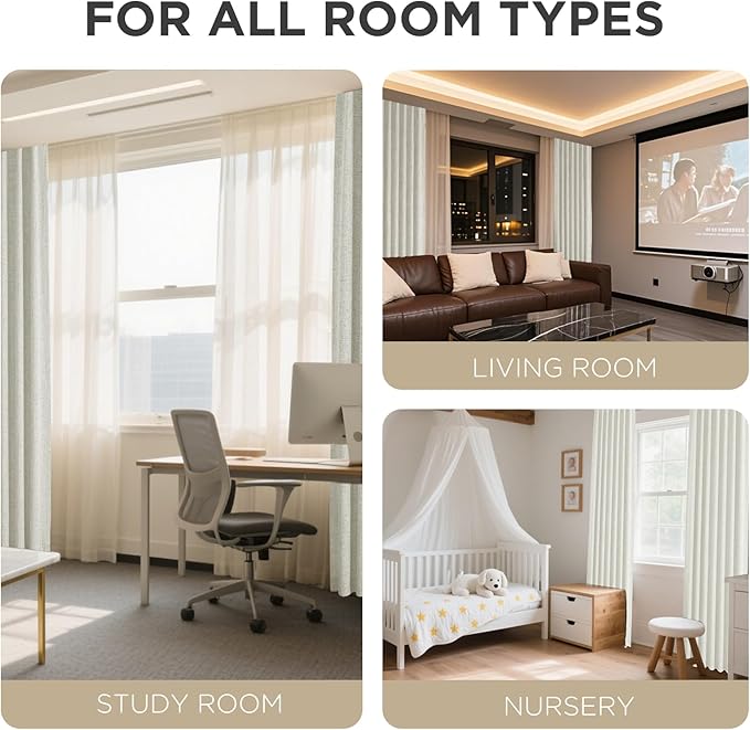 Joydeco Blackout Curtains for Bedroom - 72 Inch Long 100% Light Blocking 2 Panels Light Beige Drapes, Thermal Insulated Room Darkening Curtains, Linen Textured for Living Room, Rod Pocket & Back Tabs