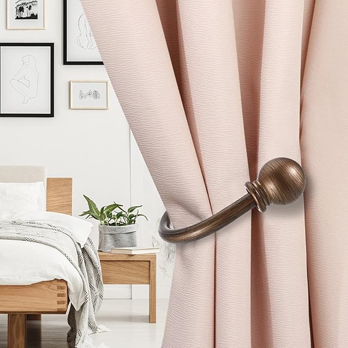 Sumnacon Set of 2 Decorative Curtain Holdbacks, Wall Mounted Aluminum Alloy Window Drapery Tiebacks for Bedroom, Livingroom Office Come with Screws, Red Bronze