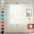 youleyar Solid Sheer Rod Pocket Curtain Voile Draperies 2 Panels White Beige Black Grey Coffee 70 Inch Width 63 Inch Long 1 Pair for Kitchen Bedroom Children Living Room Yard(Ivory,70Wｘ63L)