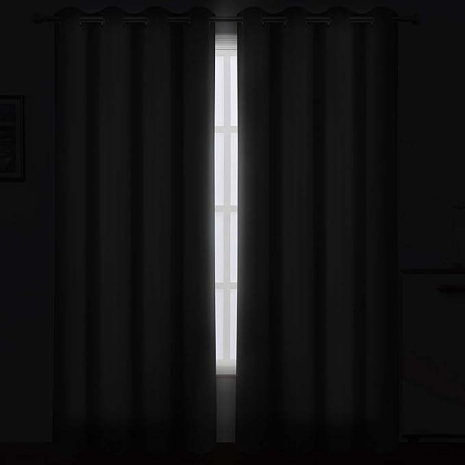 LEMOMO Grey Blackout Curtains/52 x 84 Inch/Set of 2 Panels Thermal Insulated Room Darkening Curtains for Bedroom