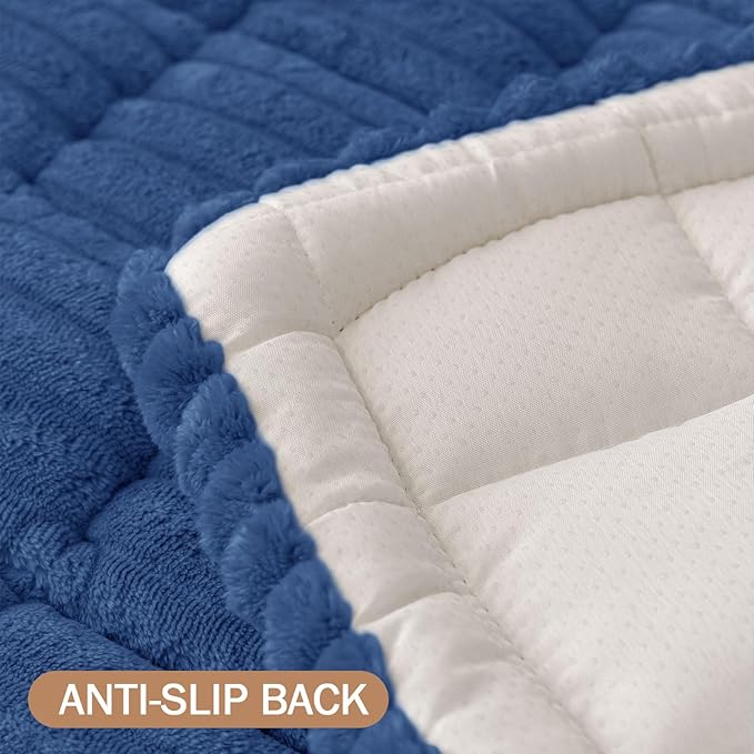Smiry Couch Cover for Dogs Washable, Non Slip Fuzzy Pet Couch Covers for 3 Cushion Sofa Pet Friendly, Thick Soft Sofa Slipcovers Cushion Protector (Navy Blue, 27.6" x 47")