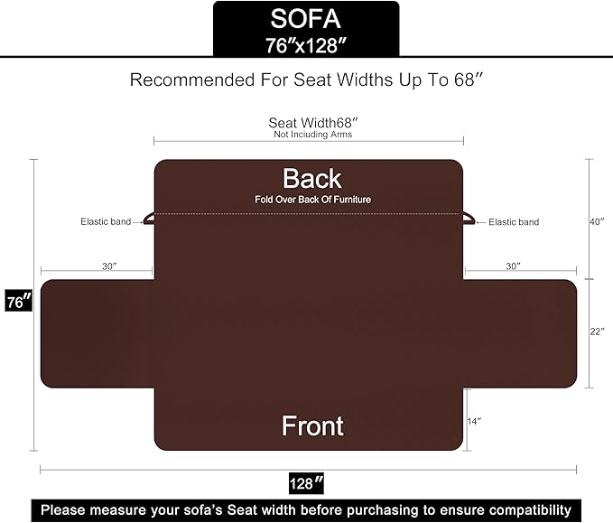 U-NICE HOME Reversible Sofa Cover Couch Cover for Dogs with Elastic Straps Water Resistant Furniture Protector for Pets Couch Cover for 3 Cushion Couch (Sofa, Brown/Beige)