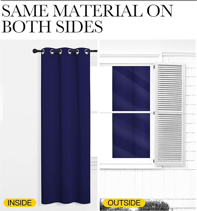 NICETOWN Navy Blue Blackout Curtains 96 inches Length for Living Room, 2 Panels, 55" Wide, Thermal Insulated Long Drapes for Large Window