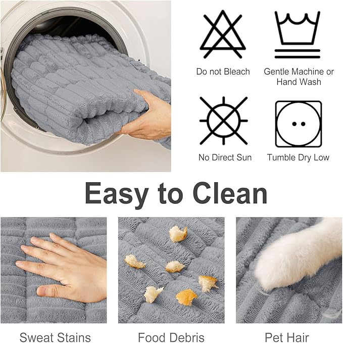 hyha Couch Covers for Dogs Washable, Non Slip Plush Dog Sofa Protectors, Fuzzy Pet Couch Covers for 3 Cushion Sofa Pet Friendly (Grey, 27.6" x 27.6")