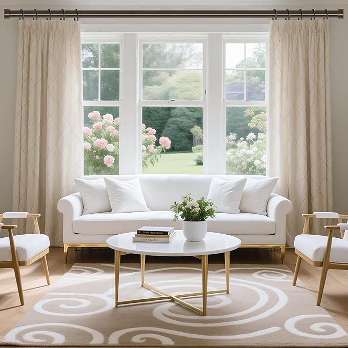 Bronze Curtain Rods for Windows 36 to 240 Inch(3-20 Feet),1" Diameter Rods with Modern Style End Cap Finials,Size:36-240 Inch