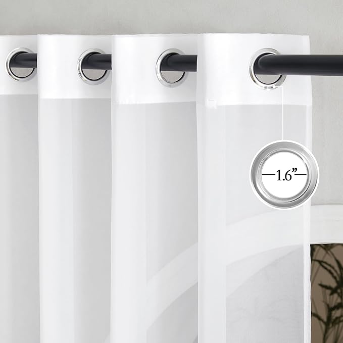 NICETOWN Voile White Sheer Curtains 84 inches Long for Sliding Glass Door, Grommet Casual Airy & Elegant Extra Wide Window Treatments for Bedroom/Living Room, W66 x L84, 2 Panels