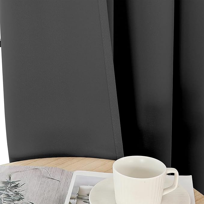 Joydeco Blackout Curtains 108 Inch Length 2 Panels Set, Thermal Insulated Long Curtains& Drapes 2 Burg, Room Darkening Grommet Drapes for Living Room Bedroom Window (Dark Grey, W52 x L108 Inch)