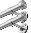 YaFex 2 Pack Heavy Duty Curtain Rods 32-120 Inch, 1 Inch Adjustable Curtain Rod for Windows, Silver Long Window Treatment Rods Set with Aluminium Finials, Modern Design