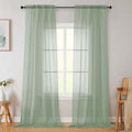 Sage Green Sheer Curtains for Bedroom Living Room 96 Inches Long 2 Panels, Modern Airy Soft Lightweight Rod Pocket Light Filtering Sheer Curtains Drapes, Sage Green, Each 42" Wx96 L Inch
