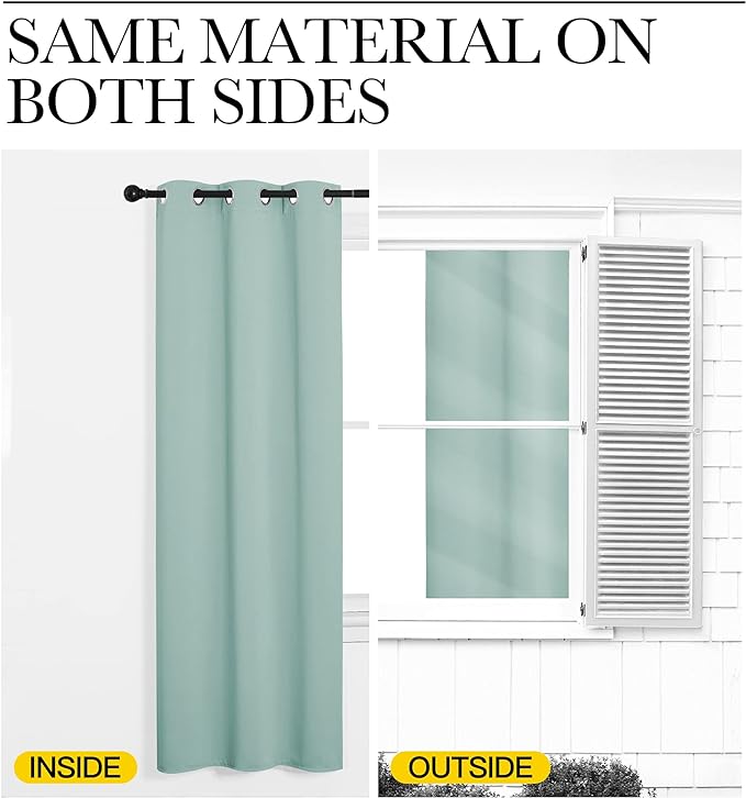 NICETOWN Blackout Curtain Panels for Bedroom, 2 Panels, W42 x L60 inches, Aqua, Thermal Insulated Grommet Top Blackout Draperies and Drapes