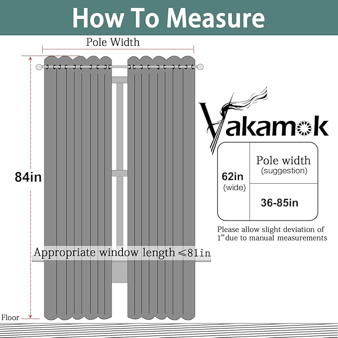 Yakamok Premium Room Darkening Thermal Insulated Curtains for Bedroom/Living Room - Classic Grommet Top (2 Panels, Taupe, 62 Inch by 84 Inch)