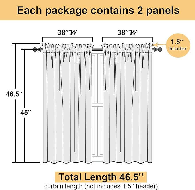 Lecloud Leia Light Purple Semi Sheer Curtains 45 Inch Length, Balance Light & Privacy Jacquard Textured Leaf Voile Curtains for Living Room, Dual Rod Pockets Bedroom Short Drapes, 38x45 Inches