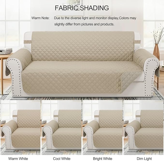 Reversible Sofa Covers Couch Cover Furniture Protector for Dogs Elastic Straps Water Resistant(Sofa,Sand/Beige)