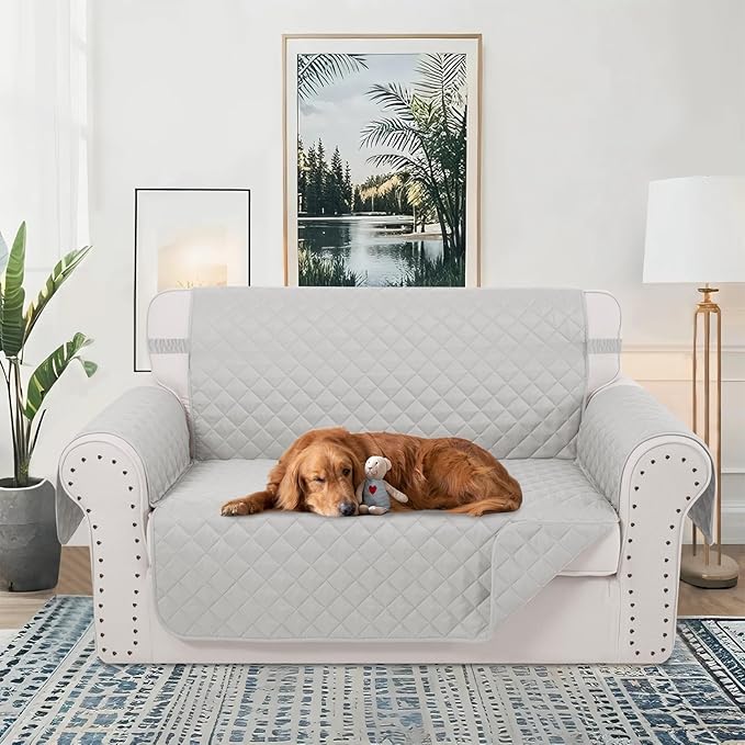 Reversible Loveseat Sofa Covers Couch Cover Furniture Protector(Loveseat Small,Light Grey/Light Grey)