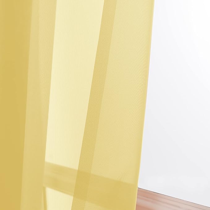 OWENIE Sheer Curtains 63 inch Length 2 Panels Set, Ivory Sheer Cutains Short Curtains for Bedroom/Living Room, Rod Pocket Voile Fimly Sheer Drapes, 2pcs, Each 42" W x 63" L