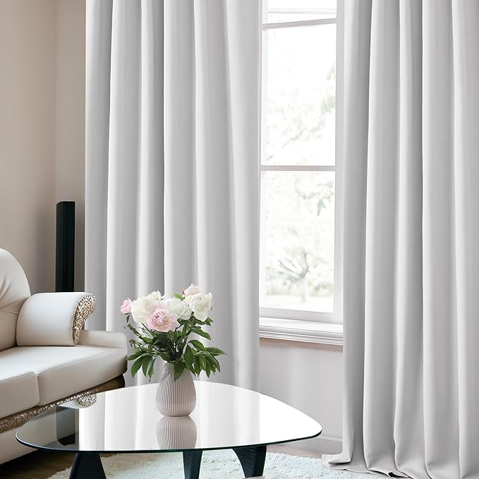 Deconovo Back Tab and Rod Pocket Curtains Blackout Curtains Thermal Insulated Room Darkening Curtains for Bedroom 52Wx63L Inch Platinum 2 Panels