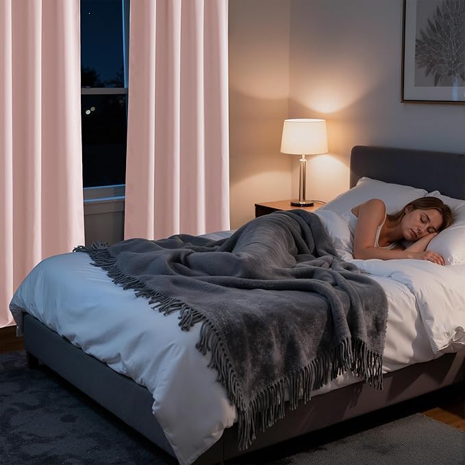 RYB HOME Bedroom Blackout Curtains 54 inches Long, 100% Blackout Thermal Insulated Noise Reducing Curtains for Living Room Nursury, 42 inches Wide by 54 inches Long, Baby Pink