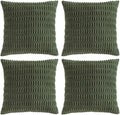 Fancy Homi 4 Packs Boho Olive Green Decorative Throw Pillow Covers 16x16 Inch for Couch Bed Sofa, Rustic Modern Farmhouse Home Decor, Soft Plush Corduroy Cute Square Cushion Case 40x40 cm