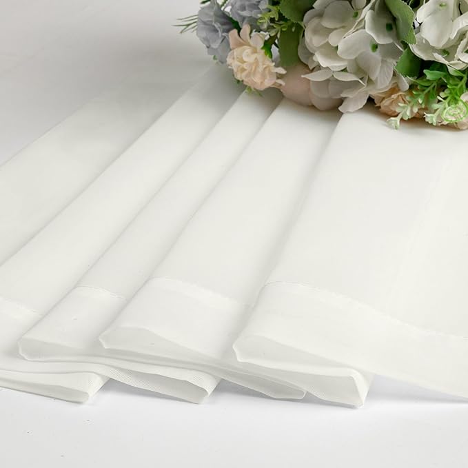 Aiyufeng Beautiful Sheer Curtains for Living Room, Chic Sheer Curtains Window Treatment Semi Sheer Privacy Drapes for Farmhouse/Cottage, W40 x L72, Ivory, 1 Pair