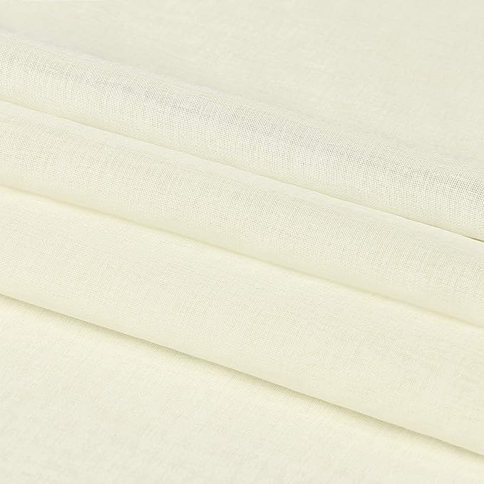 DWCN Ivory Sheer Curtains Semi Transparent Voile Rod Pocket Curtains for Bedroom and Living Room, 70 x 84 inches Long, Set of 2 Panels