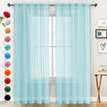 SpaceDresser Basic Rod Pocket Sheer Voile Window Curtain Panels Sky Blue 1 Pair 2 Panels 52 Width 45 Inch Long for Kitchen Bedroom Children Living Room Yard（Sky Blue, 52W x 45L）