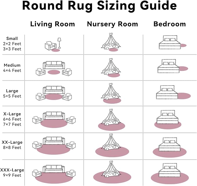 OLANLY Blush Round Rugs for Bedroom - Machine Washable, 9 ft Circle Area Rugs for Living Room, Soft and Fluffy Shaggy Carpet for Teen Girls and Boys, Nursery Rooms, Dorms, Home Decor Aesthetic
