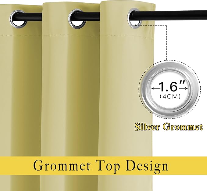 NICETOWN Paler Yellow Doorway Curtains 80 inches Long, Grommet Privacy Door Curtains Room Darkening Thermal Window Treatments for Bedroom/Living Room, 2 Panels, W46 x L80