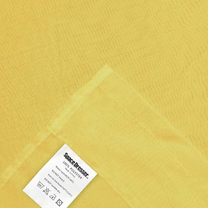 SpaceDresser Sheer Voile Window Treatment Rod Pocket Curtain Panels for Kitchen Bedroom Living Room Drapes Sunlight Filtering Privacy Semi Home Decor Assorted Colors Sizes (Yellow, 52 W x 96 L)