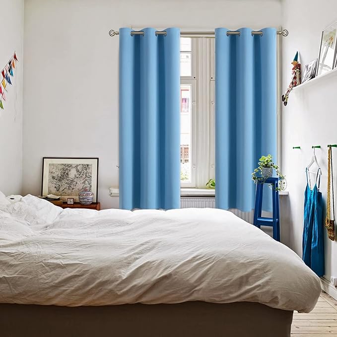 BGment Room Darkening Curtains 72 Inches Long - Grommet Thermal Insulated Drapes Window Treatment Curtains for Bedroom, 2 Panels, 42 x 72 Inch, Sky Blue