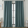 Simplebrand Ava Blackout Curtains for Patio 108 Inches Long 2 Panels Set, Solid Thermal Insulated Room Darkening Rod Pocket Window Treatment Curtains Blackout Drapes, W50 x L108 Inch, Dark Green