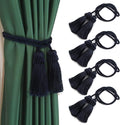 Fenghuangwu Curtain Tiebacks Handmade Decorative Curtain Holdbacks Rope with Tassel (Navy, 4P)