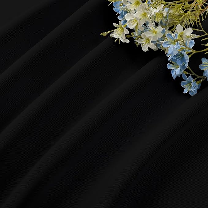 CUCRAF Black Blackout Curtains 108 inch Length 2 Panels Set, Rod Pocket Room Darkening Drapes for Bedroom Living Room, Insulated Thermal Light Blocking Window Curtain (W52 x L108 Inch)