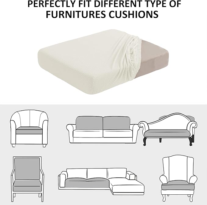 Water Repellent Couch Cushion Covers, Stretch Sofa Seat Slipcover Sets for Camper, Furniture Protector for Pets (Small, Cream)