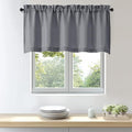 OWENIE Bob 1 PCS Dark Grey Valances for Windows, Faux Linen Textured Kitchen Window Curtains Valance for Bedroom Living Room, Modern Soft Airy Solid Rod Pocket Bathroom Cafe Curtain, 60Wx24L Inch