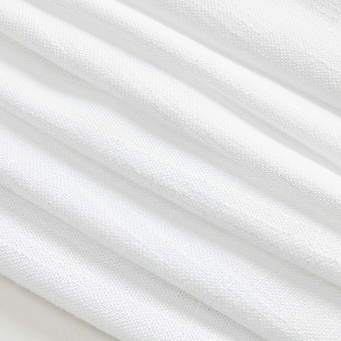 MYSKY HOME Floor to Ceiling Curtains 120 Inches White Sheer Window Drapes 2 Panel Sets Back Tab Draperies Linen Look Boho Fabric, Soft Cotton Blend Light Filtering for Living Room