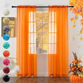 youleyar Solid Sheer Rod Pocket Curtain Voile Draperies 2 Panels White Beige Black Grey Coffee 52 Inch Width 45 Inch Long 1 Pair for Kitchen Bedroom Children Living Room Yard (Orange,52Wｘ45L)