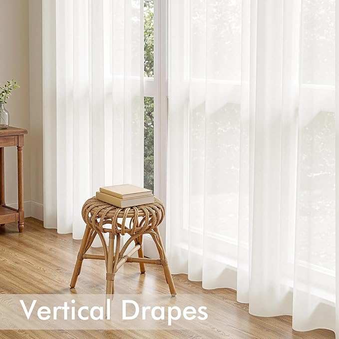 MIULEE Ivory Sheer Curtains 63 Inches Long, 4 Panels Set, Light Filtering Rod Pocket Voile Drapes for Living Room and Bedroom, Airy Soft Fabric Window Treatments, 54 x 63 Inches