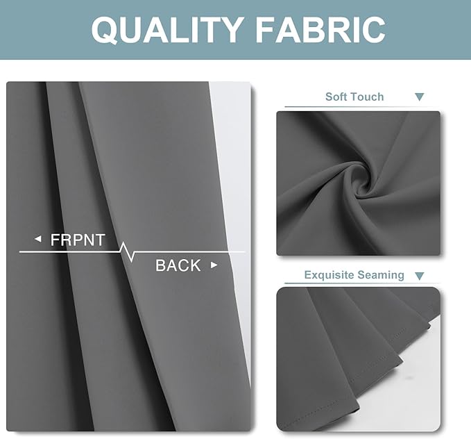 ChrisDowa Blackout Curtains 84 inches Long for Bedroom - 2 Panels Set Grommet Thermal Insulated Room Darkening Curtains for Living Room (Grey, 42 x 84 Inch)