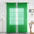 SpaceDresser Sheer Voile Window Treatment Rod Pocket Curtain Panels for Kitchen Bedroom Living Room Drapes Sunlight Filtering Privacy Semi Home Decor Assorted Colors Sizes (Green, 52 W x 108 L)