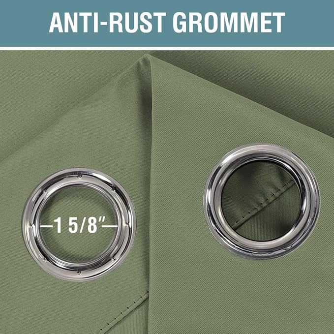 H.VERSAILTEX Blackout Curtains Grommet Thermal Insulated Room Darkening Curtains for Bedroom and Living Room Energy Saving Solid Blackout Curtains, 1 Panel (52 x 108 Inch, Sage)