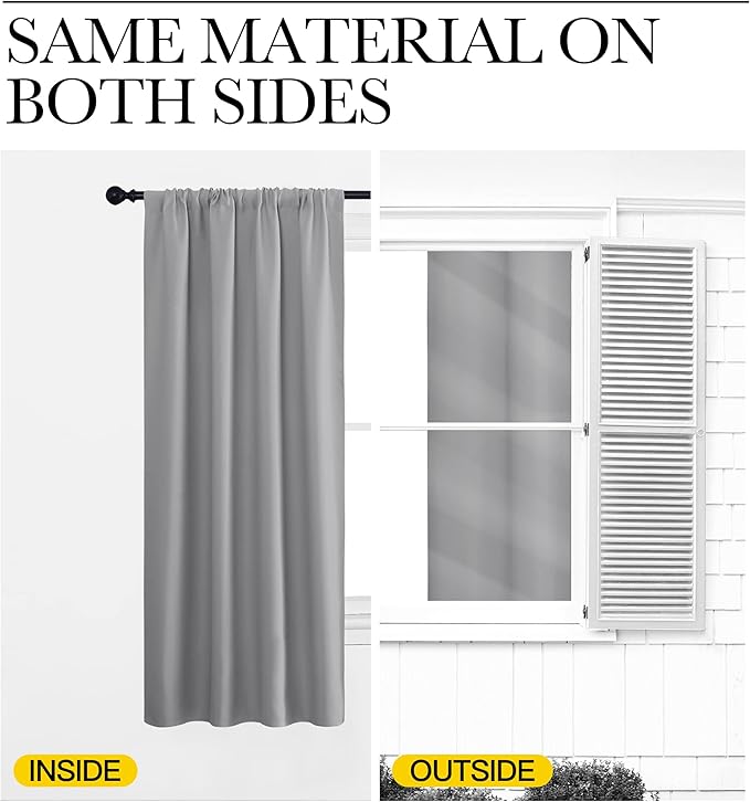 NICETOWN RV Blackout Curtains for Camper Windows, Short Room Darkening Drapes for Kitchen, Home Decoration Thermal Insulated Blackout Blinds for Small Windows (Silver Grey, 2 Panels, W29 x L40)