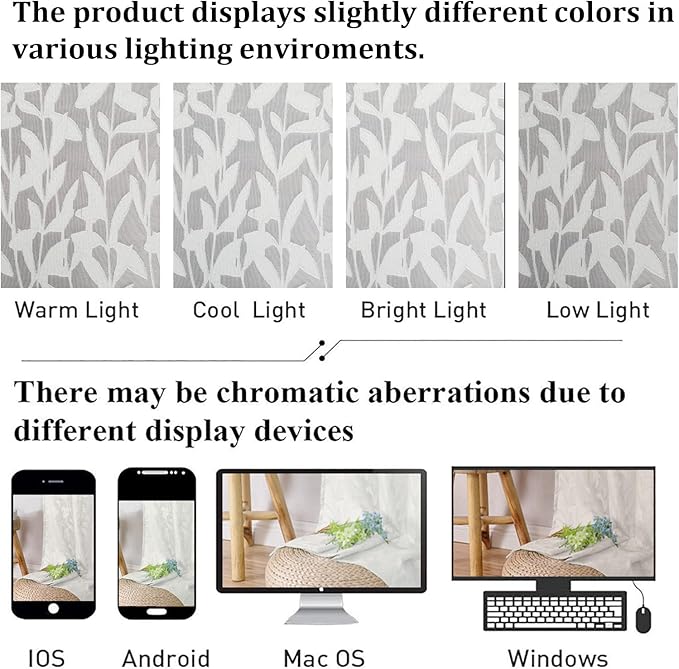Lecloud Leia Ivory Sheer Curtains 84 Inches Long 2 Panels, Airy Voile Jacquard Leaf Textured Curtains, Semi Sheer Farmhouse Rod Pockets Curtain Drapes for Bedroom Living Room, 52" W x 84" L