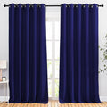 NICETOWN Bedroom Blackout 110 inch Curtains for Sliding Glass Door, Grommet Thermal Insulated Solid Window Treatments Sound Reducing for Living Room, W66 x L110, Navy Blue, Set of 2
