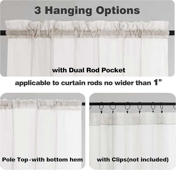 Chyhomenyc Ivory Sheer Curtains 54 Inch Length 2 Panels for Kitchen, Light Filtering Voile Rod Pocket Curtains Drapes for Living Room Bedroom Small Windows, 42Wx54L inches