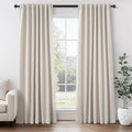 Topfinel Blackout Curtains 102 Inch Long 2 Panels,Linen Textured Room Darkening Black Out Drapes for Living Room Tall Windows Back Tab with Hooks Boho Modern Farmhouse Decor Shaded Drop 52x102