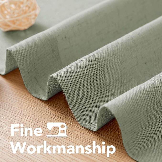 H.VERSAILTEX Living Room Linen Curtains - Semi Sheer, Nickel Grommet, Energy Saving Light Filtering Panels for Bedroom, Sea Grass, 2 Panels, 52 x 72 Inch