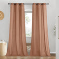 NICETOWN Rustic Linen 96 inch Long Curtains for Living Room, Grommet Privacy Added Thick Linen Weave with Light Filter Window Curtains & Drapes for Bedroom, Terracotta, W42 x L96, 2 Panels