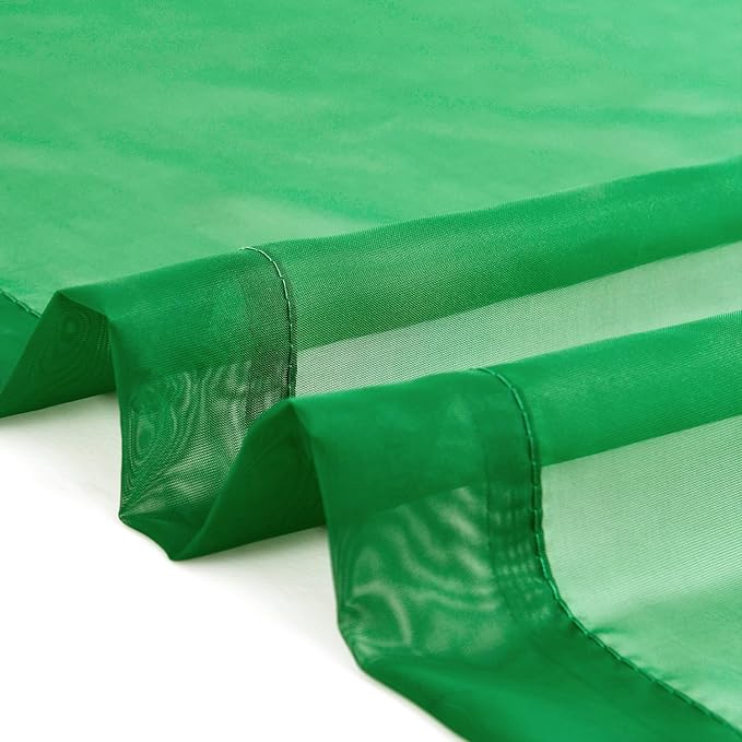 SpaceDresser Sheer Voile Window Treatment Rod Pocket Curtain Panels for Kitchen Bedroom Living Room Drapes Sunlight Filtering Privacy Semi Home Decor Assorted Colors Sizes (Green, 52 W x 108 L)